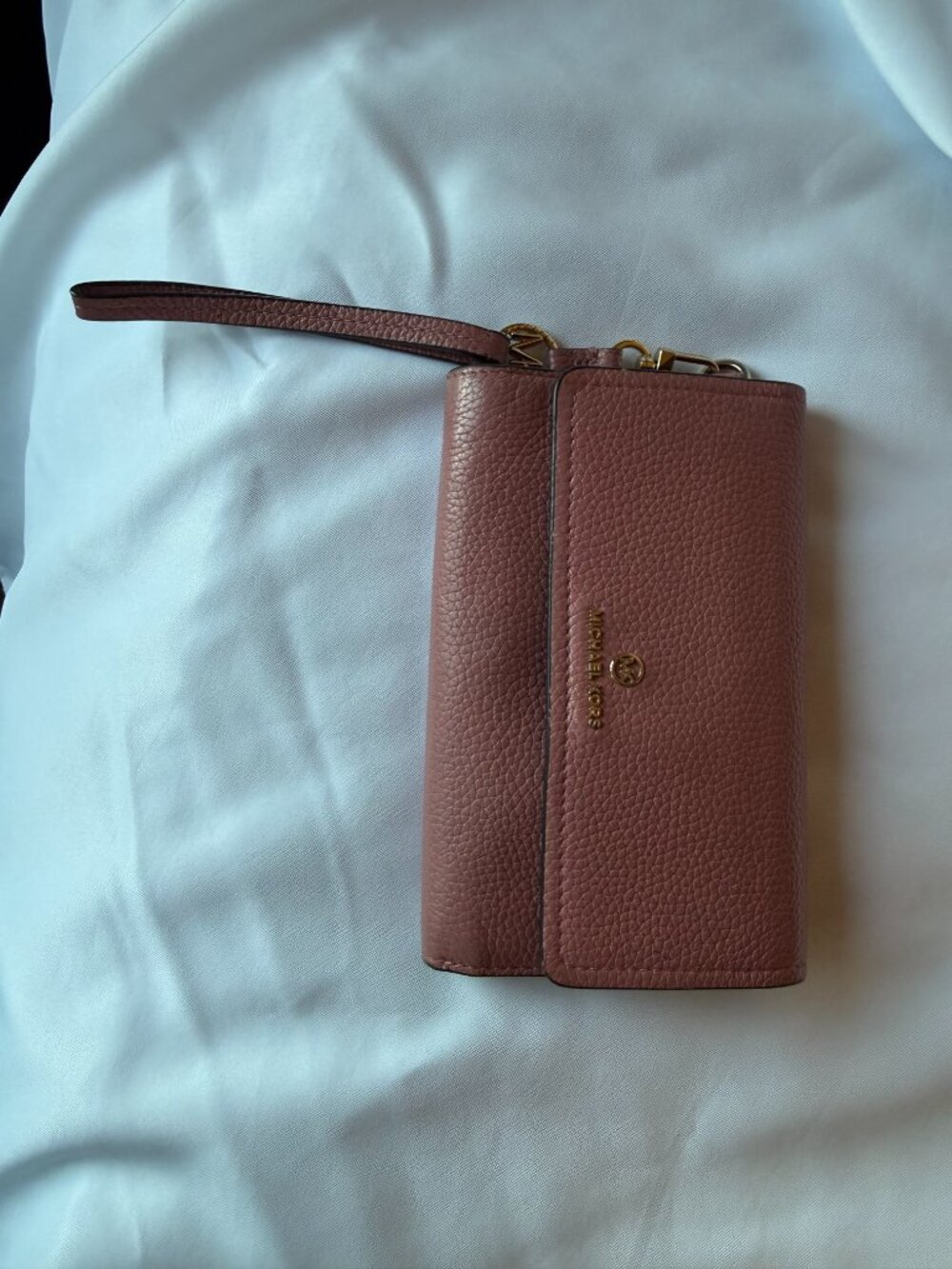 Michael Kors Dusty Rose Pink Pebbled Leather Wristlet Wallet